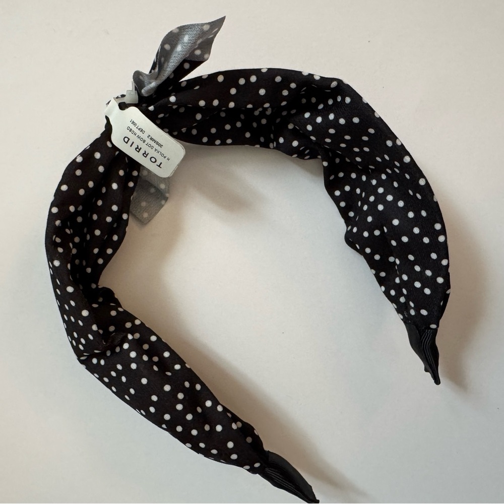 Black and white the polka dot tie headband